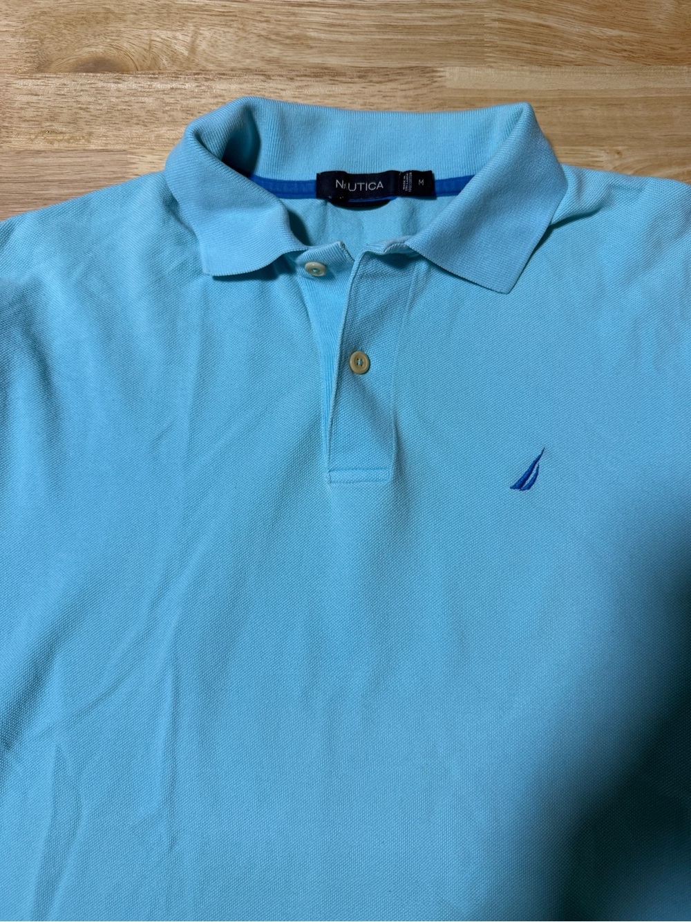 Men’s Nautica Polo Shirt Medium Bright Blue Short Sleeve 100% Cotton